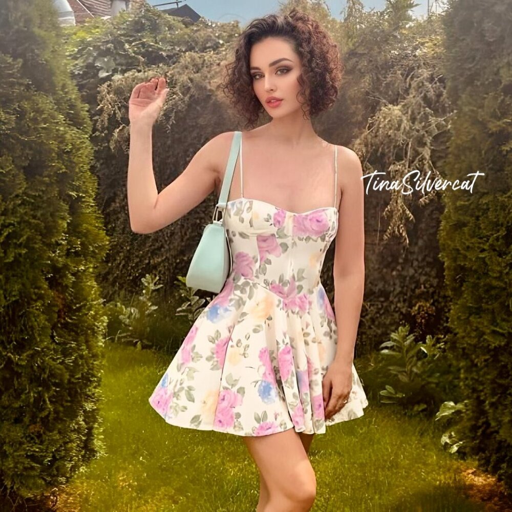 BLOGGER'S FAVE! Zara Corset Style Floral Mini Dress NWT - Picture 7 of 16